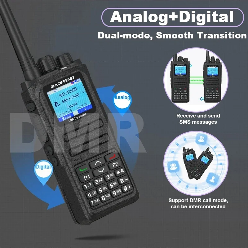 Baofeng DMR جهاز اتصال لاسلكي رقمي DM-1701A مفتوح GD77 ثنائي النطاق وضع مزدوج تناظري فتحة زمنية مزدوجة الطبقة 1 + 2 راديو ترقية DM-1701