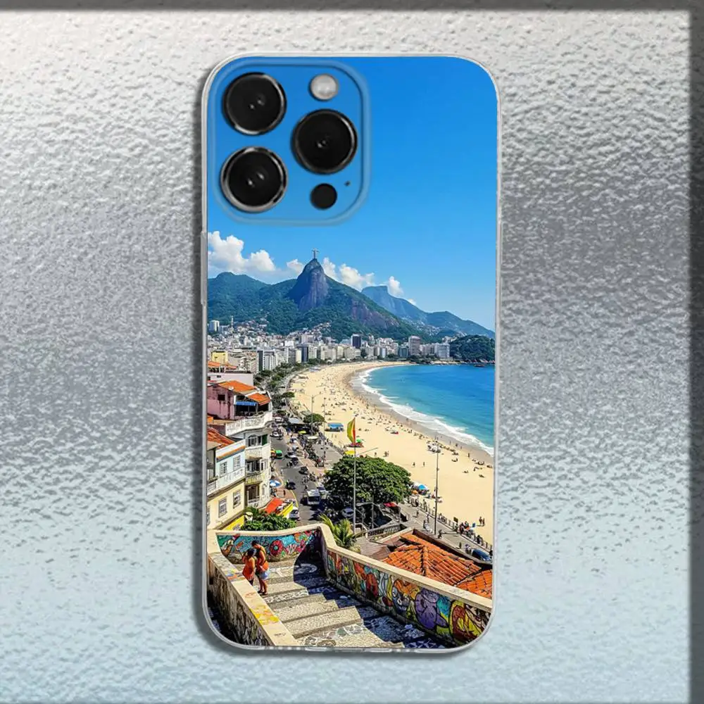 حافظة هاتف City Brazil Rio de Janeiro لهاتف iPhone 16,15,14,13,12,11 Plus,Pro,Max,XR,XS,Plus,E,SE4,غطاء شفاف صغير #3