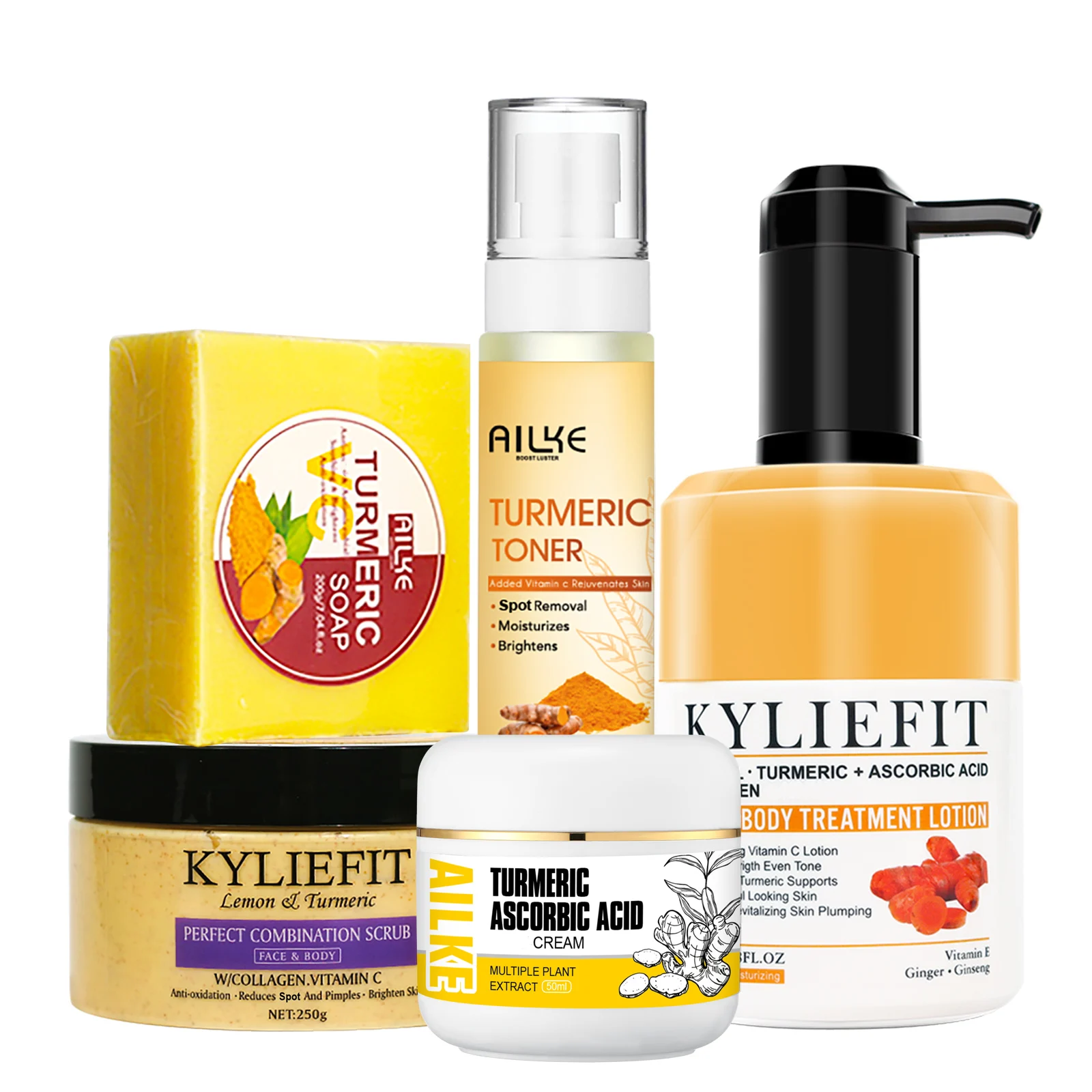 Organic Turmeric Skin Care Kit, Brighten, Clean, Remove Darkness, Spots, Acne, Lighten, Hydration, Exfoliate, Even Skin Tone