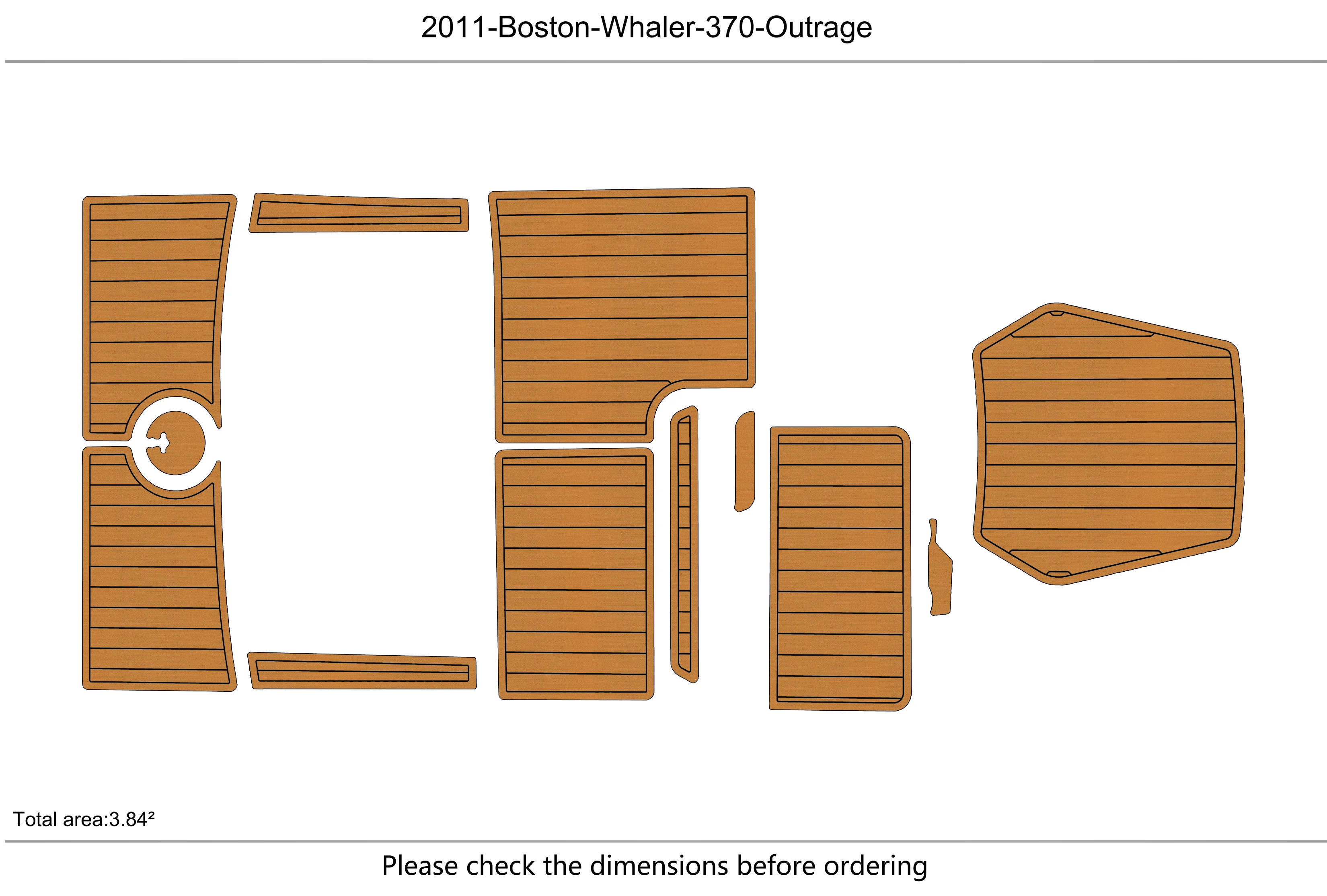 Eva foam Fuax teak seadek marine floor For 2011-2014 Boston Whaler 370 Outrage Cockpit  1/4