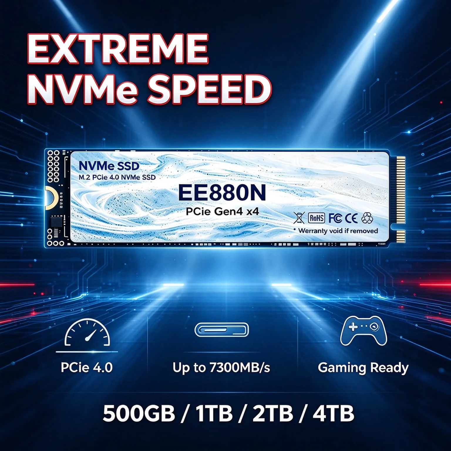 Game Work PC EE880N New High Performance M2 NVMe PCIe Gen4 SSD 500GB 1TB 2TB 4TB Integrated Solid State Drive NVMe
