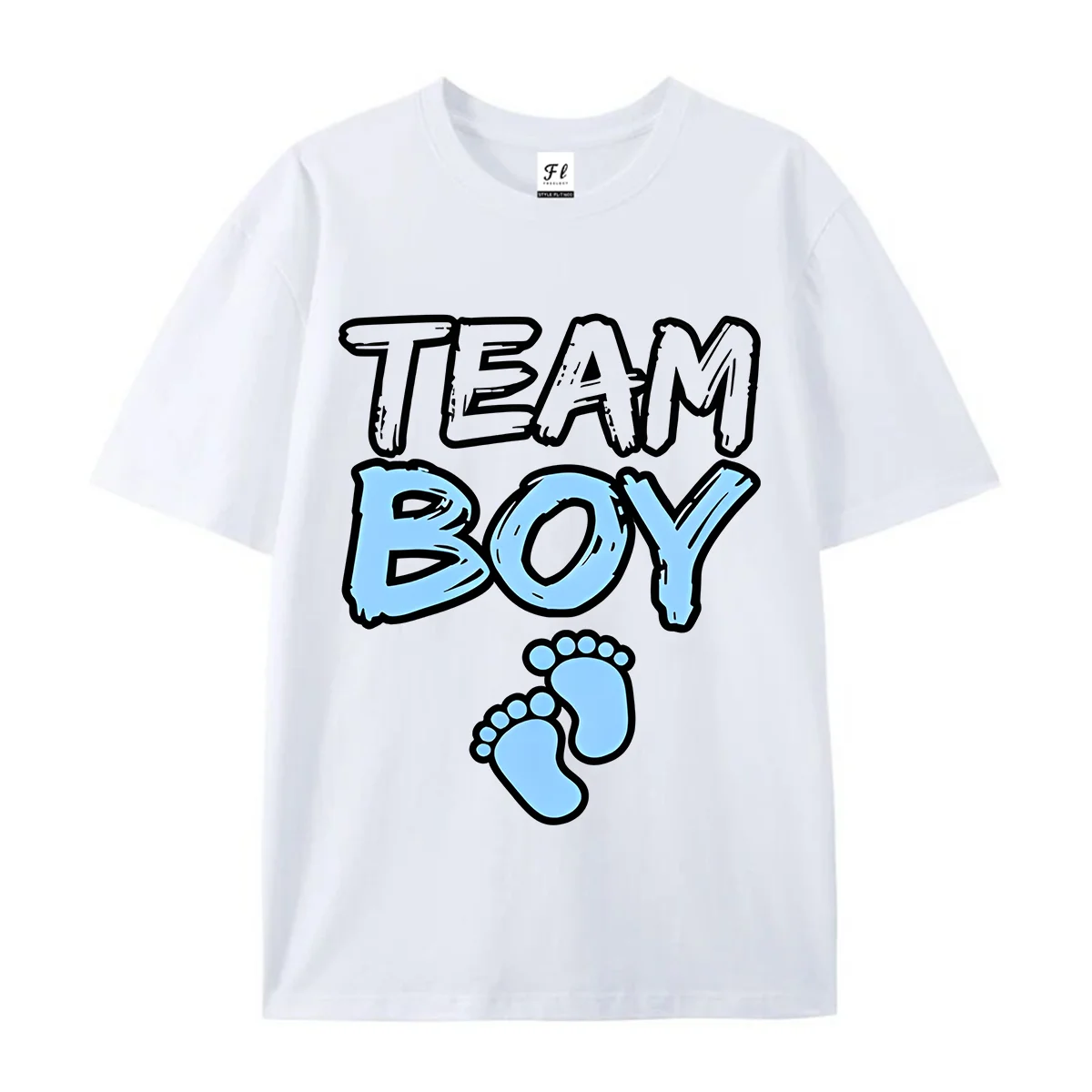 Baby Footprint Brush Text Graphic T Shirt Unisex Summer O Neck Short Sleeve Gender Reveal Print Soft Cotton Tees For Men Women