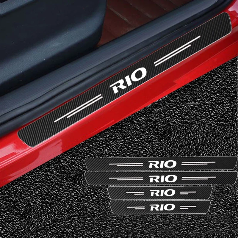 60X7CM Auto Door Sill Protection Tape Carbon Fiber Protector Strip Sticker For KIA RIO 2 3 4 5 Xline x line