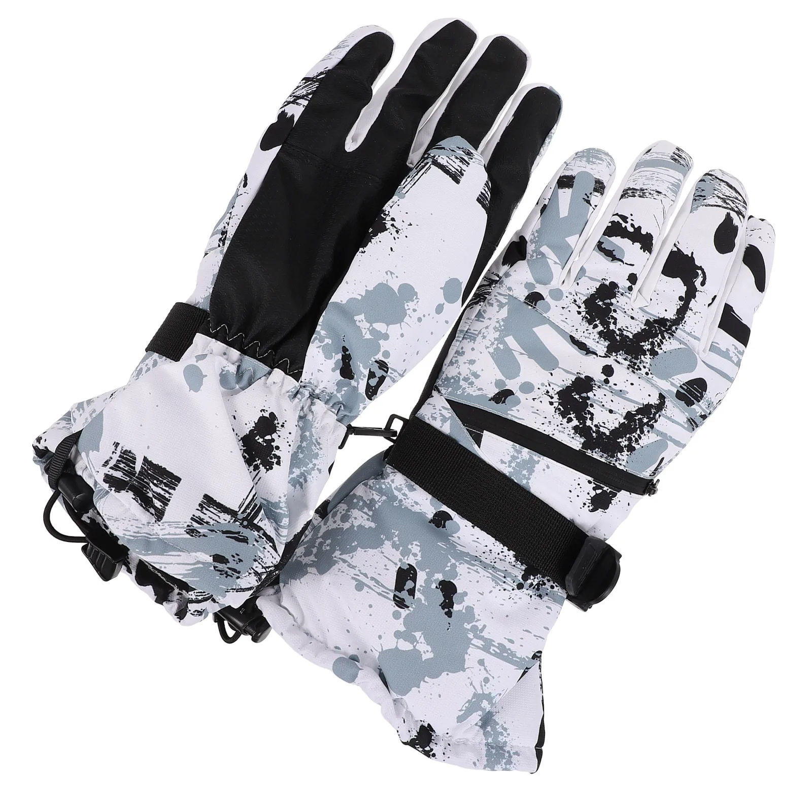 

Fleece Lined Warm Gloves Black Color Skiing Cycling Riding Waterproof Non Adjustable Wrist Outdoor Sports Gloves