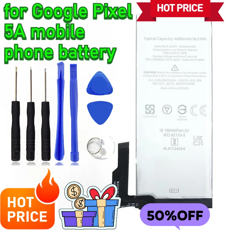 3.8V 4680MAH for Google Pixel 5A Mobile Phone Battery G27FU High-capacity Core Built-in Battery Board