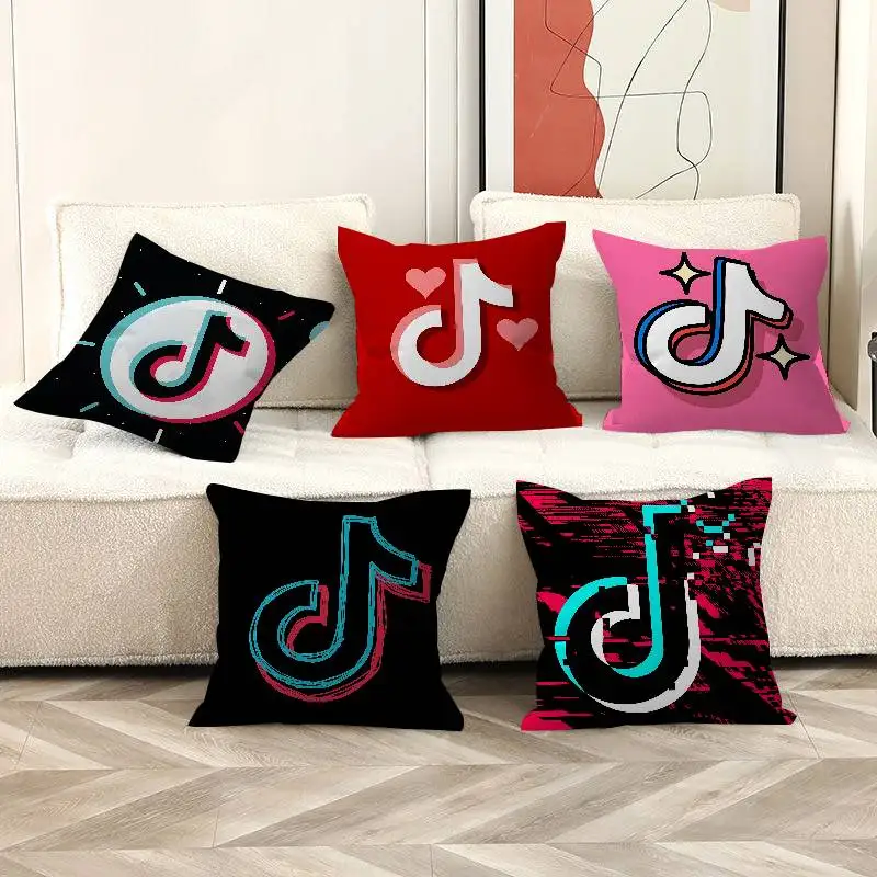 

T-TikToks Logo Personalized Picture Text Home Decorative Pillows Household Gifts 45x45cm