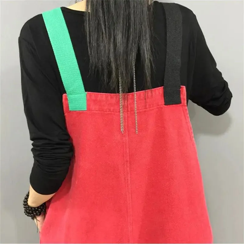 2024 Frühling Herbst neue Overalls lässig lose Print Denim Träger hose Mode Denim weites Bein Hosenträger Hose Tasche Overalls