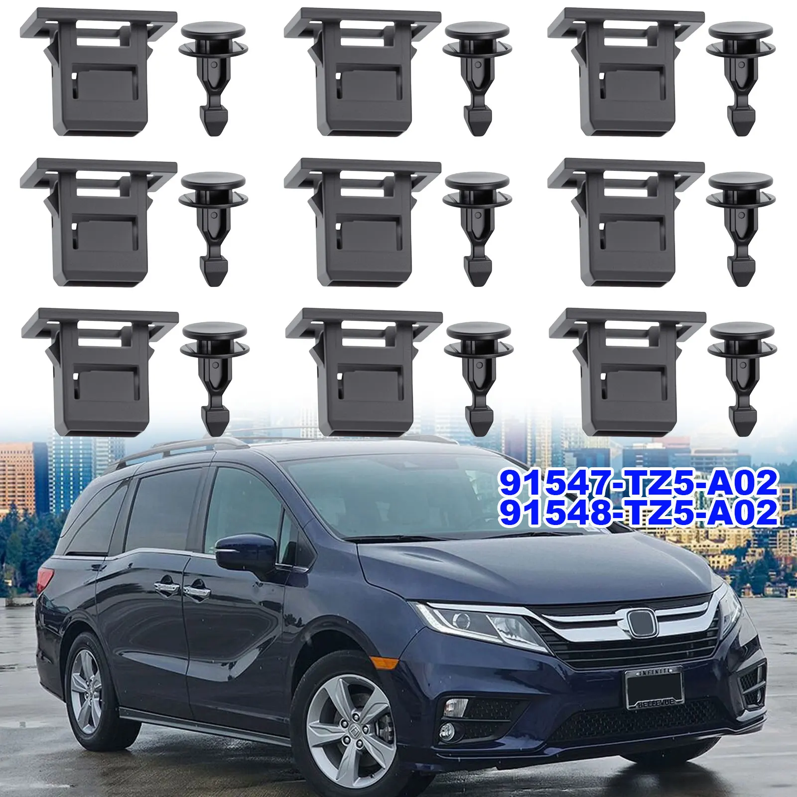 

For Honda Odyssey Pilot Ridgeline Engine Bulkhead Cover Striker Retainer Trim CLIPS Grommets Kit 91547TZ5A02 91548TZ5A02