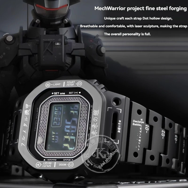 For Casio G-SHOCK Watch GWM-B5000 DW5600 Modified stainless steel armor set strap + Case Bezel metal buckle Bracelet Watchband