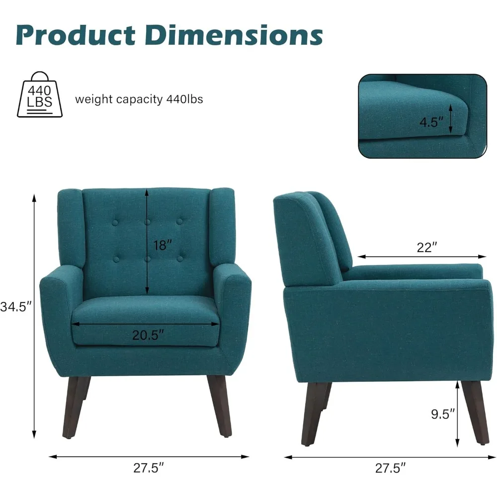 Uixe Akzent Stuhl modernen Sessel, Mitte des Jahrhunderts gepolsterten Club Sessel, bequeme Single Lounge Sofa Wohnzimmer