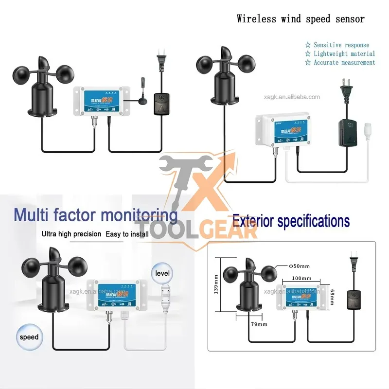 2026hotsale* LORA LORAWAN WIFI 4G GPRS RS485 Output Small Wind Speed Meter Sensor Data With Alarm Device For Crane