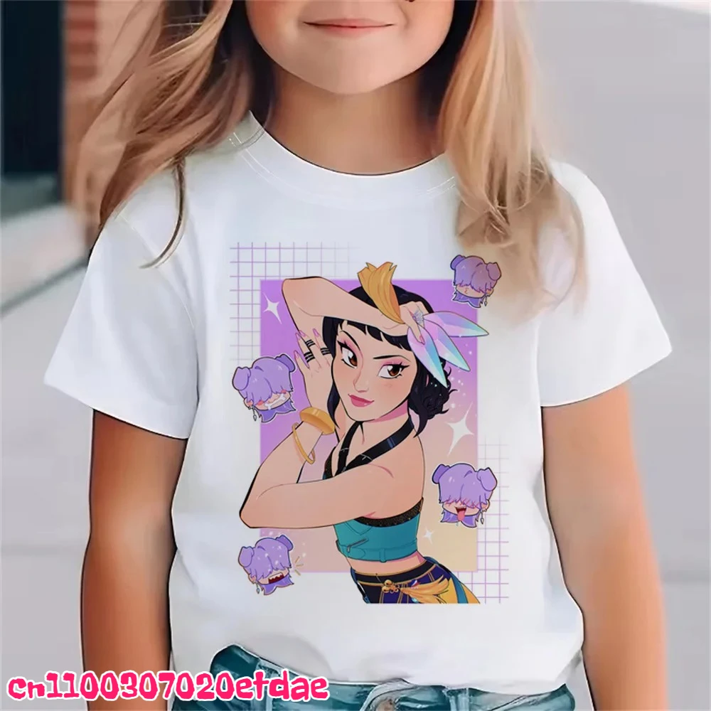 حار KPop شيطان الصيادين تي شيرت للأطفال أنيمي الكرتون قصيرة الأكمام قميص الفتيان الفتيات الصيف قمة الموضة الاطفال الملابس الهدايا