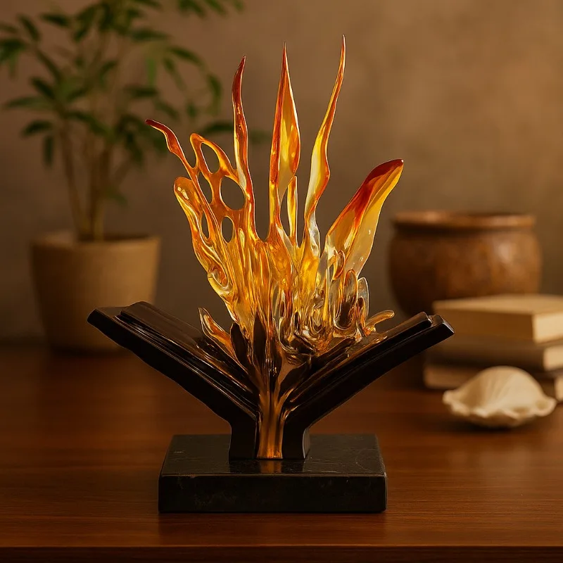 

Glass art sculpture, home office decoration