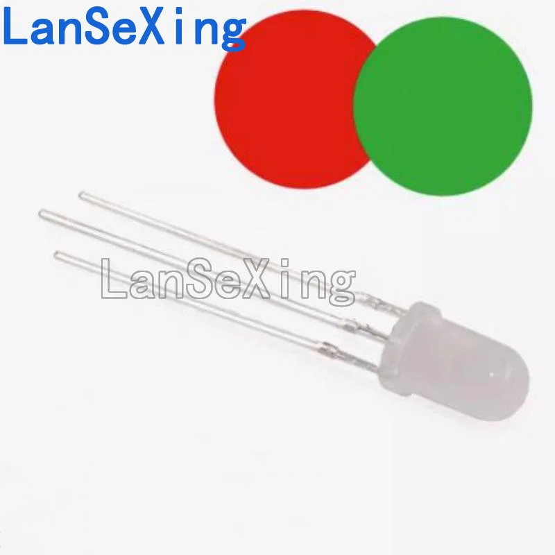 F5 LED red emerald green dual color misty co positive 5MM high brightness LED (100 pieces)