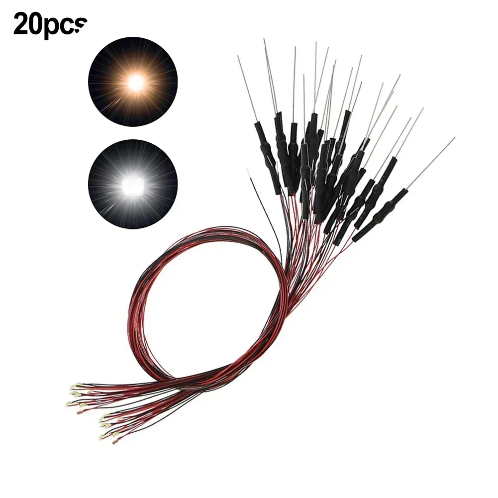 20 unids/lote 0402 0603 lámpara con cable Micro Led presoldado Micro Litz Chip con cable 30cm 12V DIY edificio ferroviario modelo escenas luz