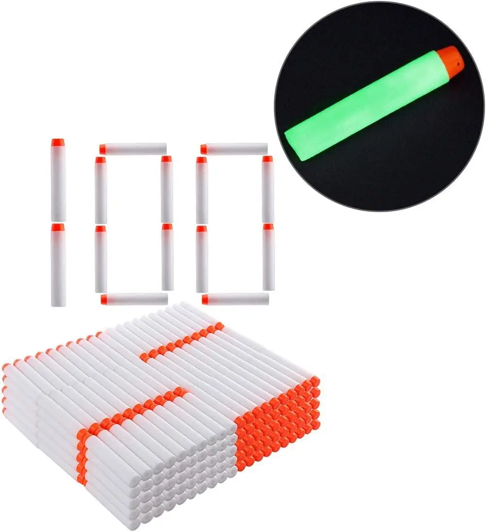 100PCS Darts Bullets for Nerf Rebelle / Nerf Modulus / Nerf N-Strike Elite / Nerf Zombie / Nerf Stryfe - Glow in The Dark(White)