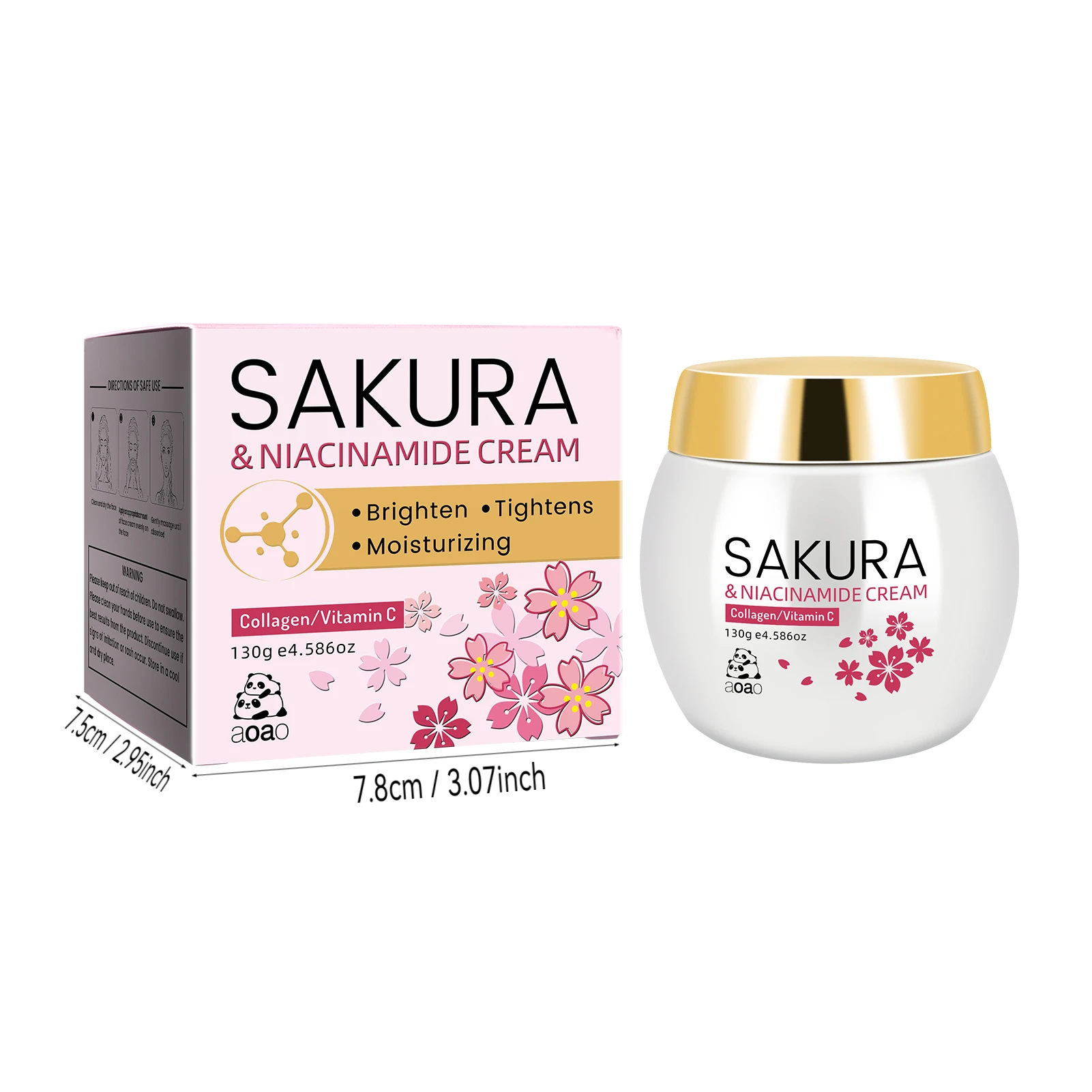 Cherry Blossom Moisturizing Cream with Niacinamide and Vitamin C, Hydrating Brightening Face Cream.