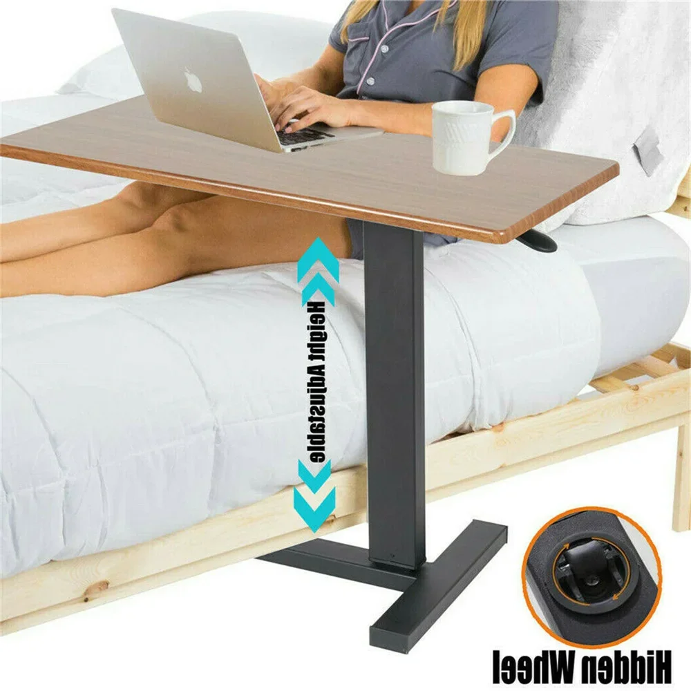 Large Rolling Overbed Laptop Desk Height Adjustable Table Stand