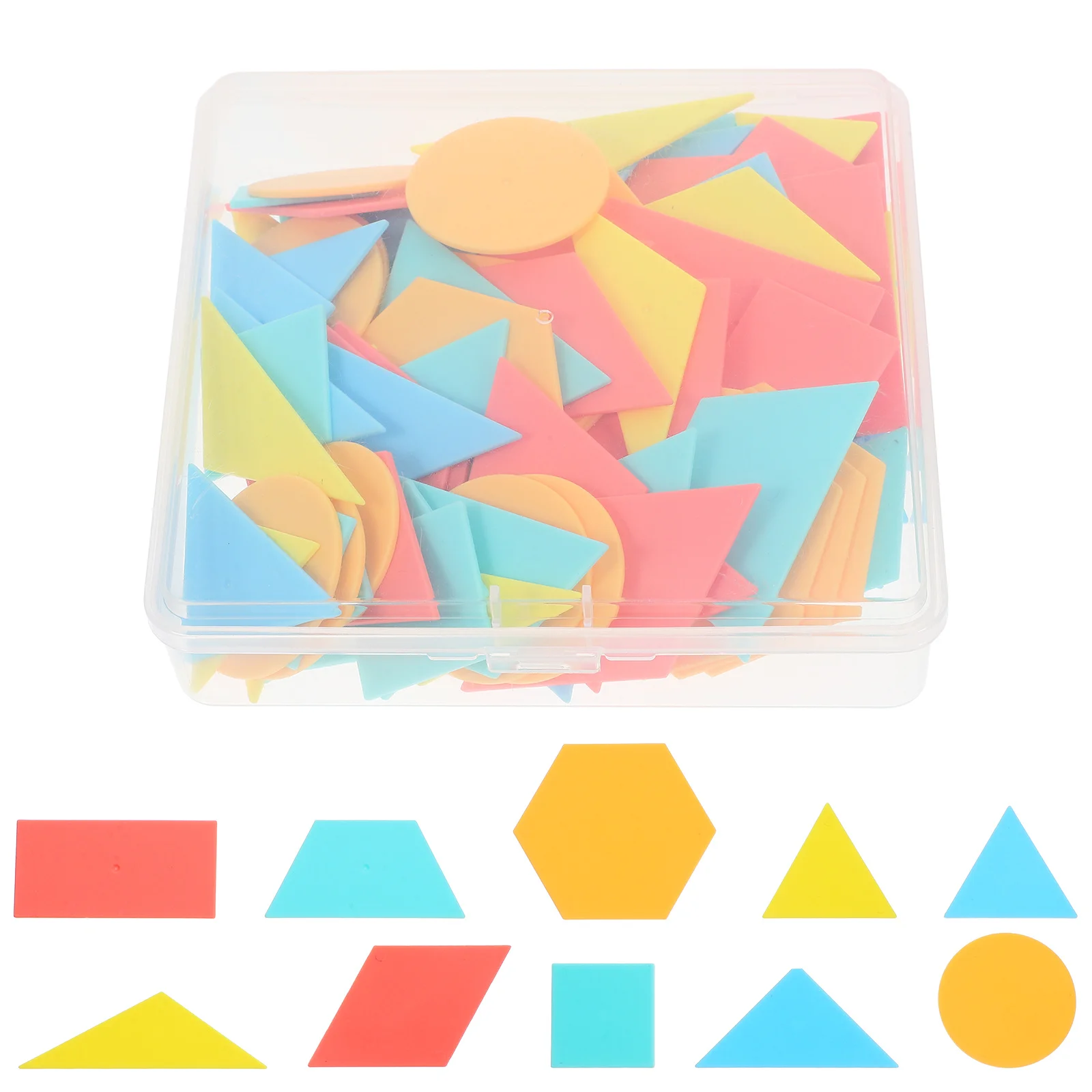 Kit d'apprentissage en plastique pour enfants, 100 pièces, pièces de forme géométrique, reconnaissance de forme, développement des compétences mathématiques, ensemble de géométrie éducative