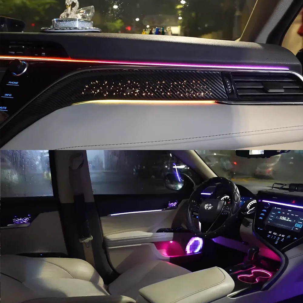 TVYTIKJUpgrade and modify LED Car Inner Ambient Light For Toyota Camry 2018-2023 XV70  Dynamic Ambient Lamp OEM Size Rainbow Kit