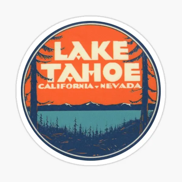 Lake Tahoe California Nevada Vintage Sta  5PCS Stickers for Art Cute Laptop Car Kid Luggage Window Cartoon Background