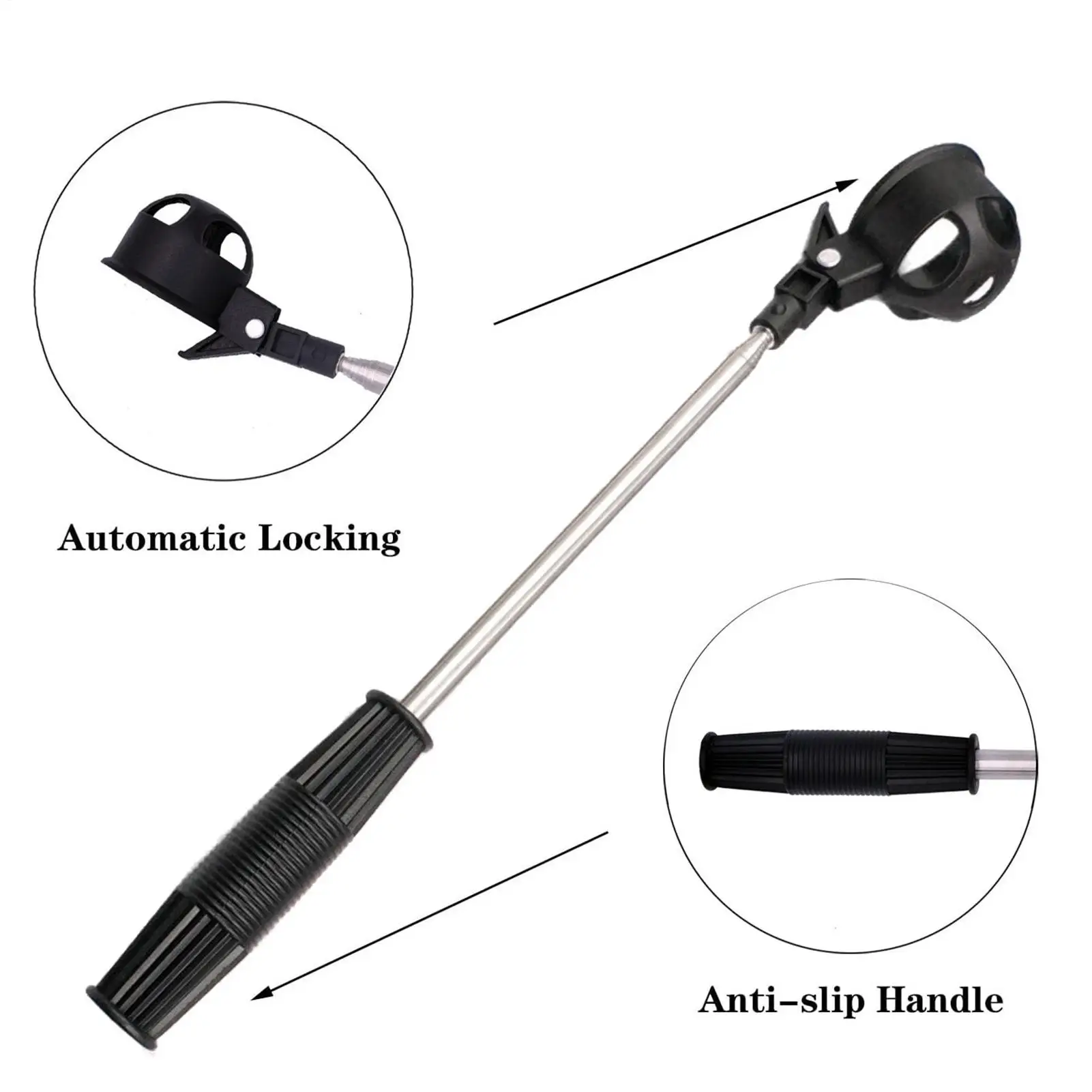 Golf Ball Retriever 8-Section Stainless Steel Telescopic Pick Up Tool Water Hazard Extendable Reach for Practice Driving Range