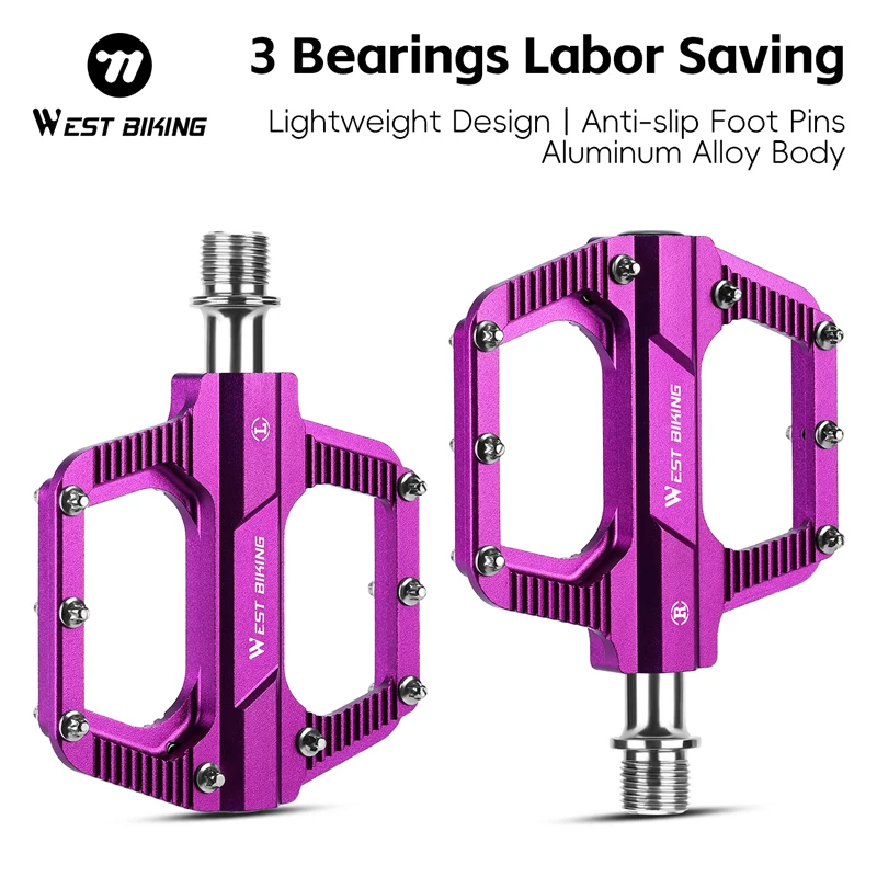 

Bicycle 3 Bearings Pedals Rainproof Dust Proof Aluminum Alloy Ultralight Cycling Parts Anti-slip MTB Road Bike Flat Pedals