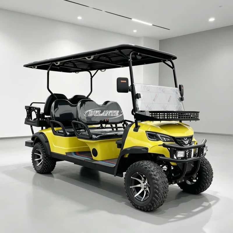 Factory Direct CE Certified Electric Golf Cart 4+2 6 Passenger 5000W AC Motor 14 Inch All Terrain Wheels Utility Golf Vehicle