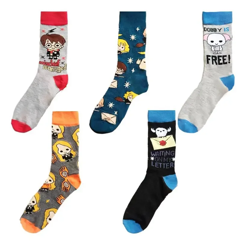 Harri Potter Cotton Socks Kawaii Cartoon Characters Movie Peripherals Hermione Dobby Cute Clothing Accessories Children's Gifts