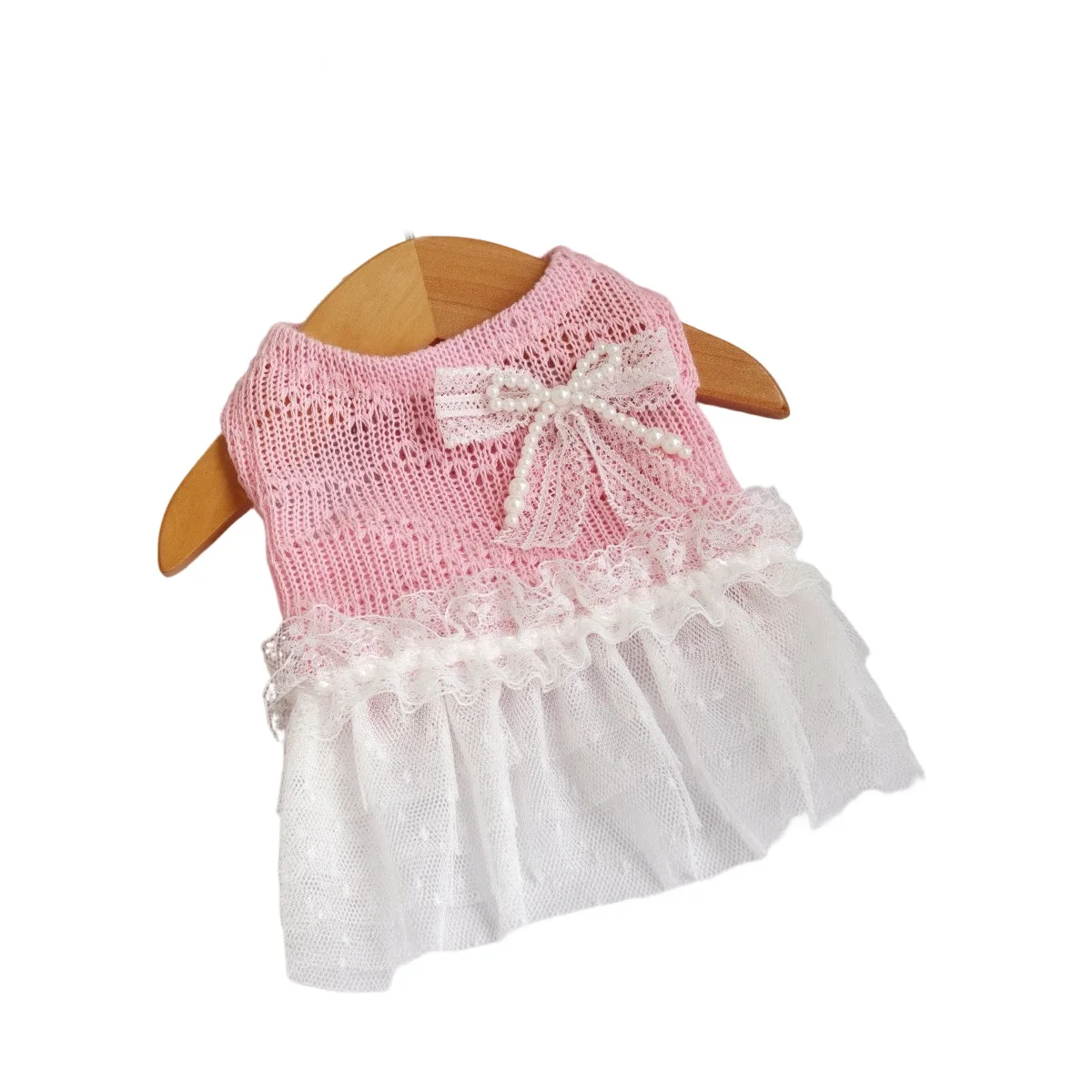 Vestido de punto con encaje y lazo para perros pequeños - imagen 4