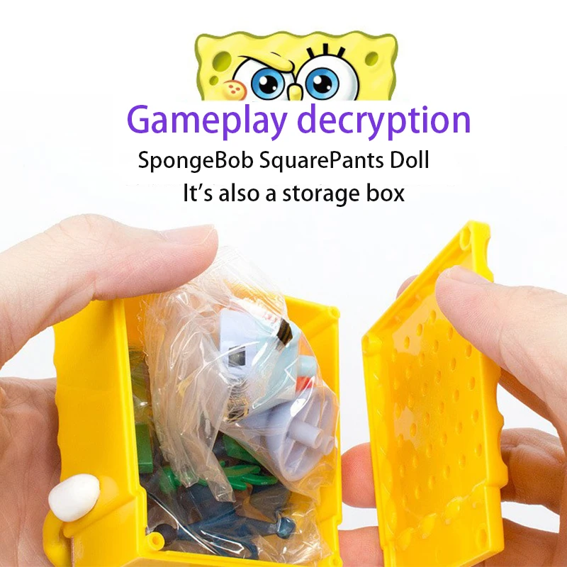 4 pièces Bob l'éponge pantalons carrés ananas maison crabe patron dessin animé poupée blocs de construction faits à la main poupée cadeau d'anniversaire pour enfants jouet
