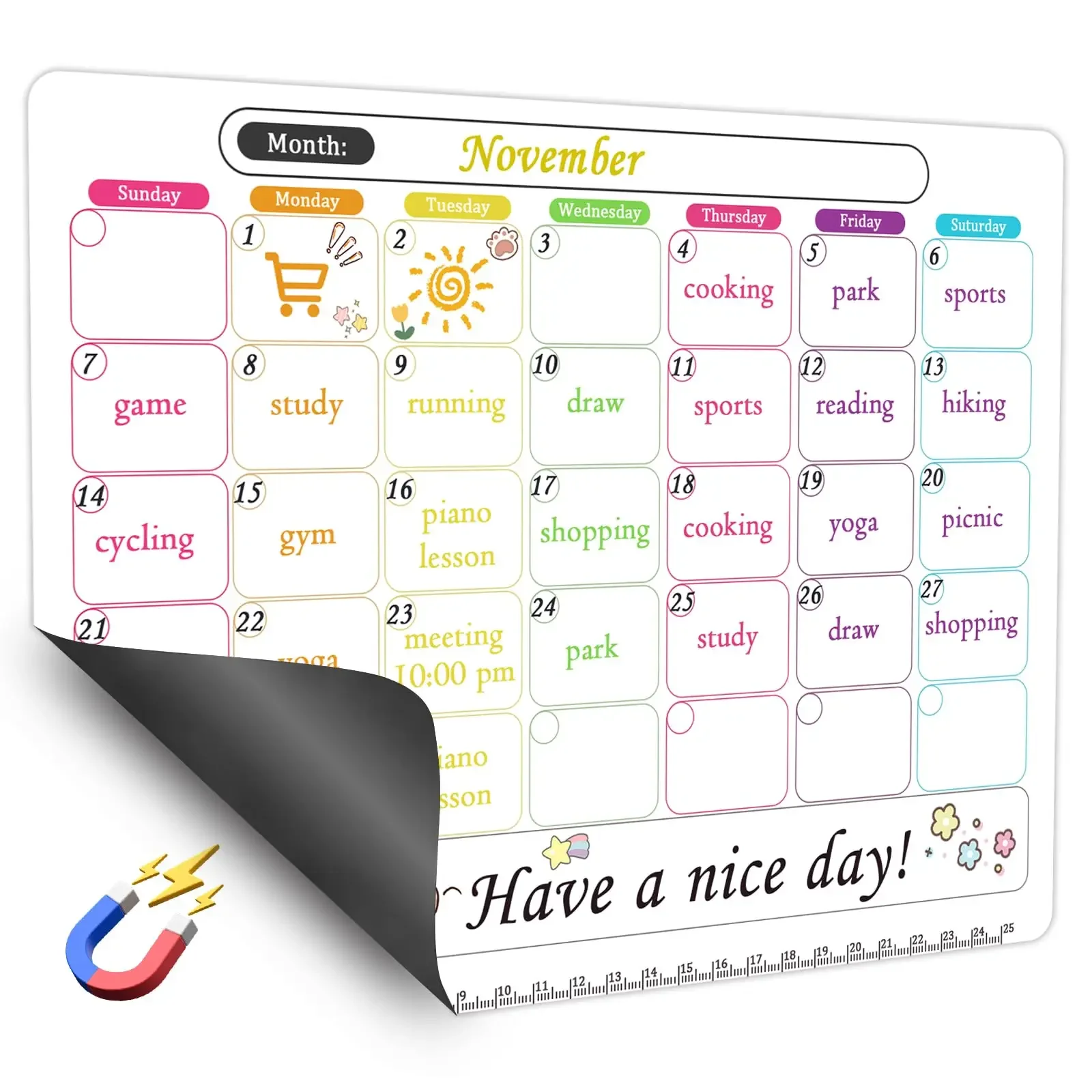 Fridge Magnetic Whiteboard Calendar Dry Erase Calendar for Refrigerator, Fridge Magnets Monthly Fridge Calendar Magnet