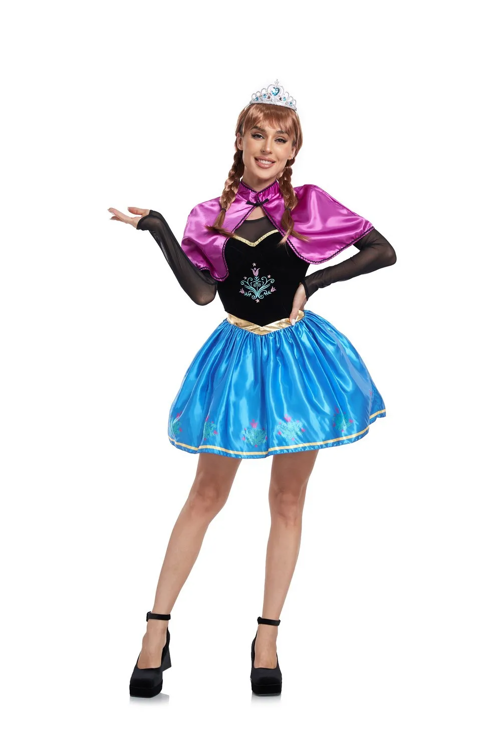 Frozen Anna Princess Short Dress Adults Snow Queen Elsa Cosplay Costume Fairy Tale Party Dresses for Women Halloween Fancy Dress