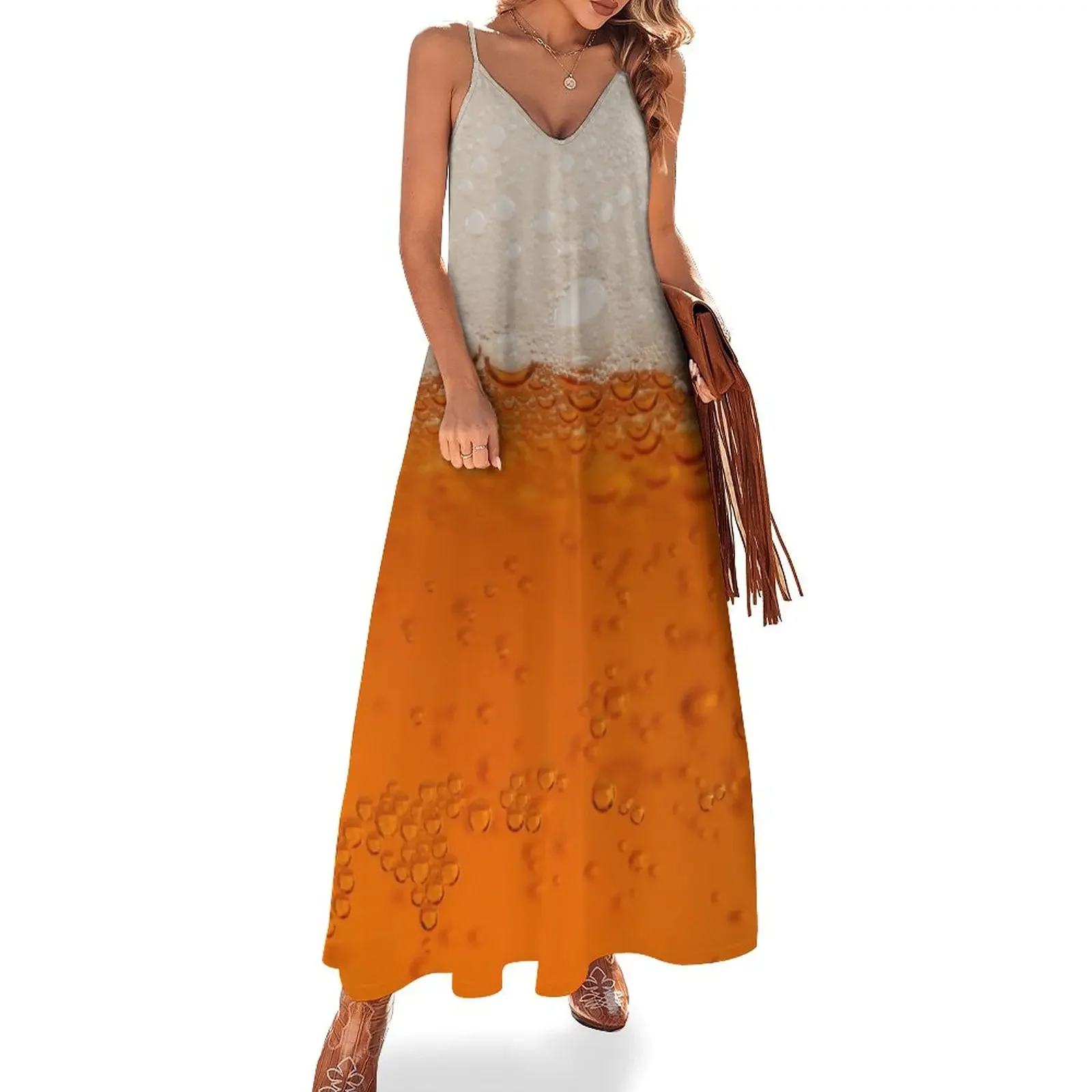 

Beer With Foam And Bubbles Photography Sleeveless Dress Women's dresses summer clothes Elegant gowns