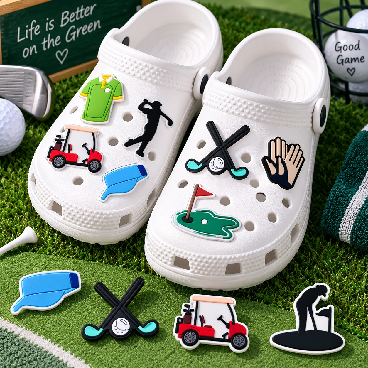 1/10PCS Golf Shoes Charms Clothes Cues Ball Cap Shoes Clips Decorations Cars Gloves Garden Sandals Accessories for Women Girls
