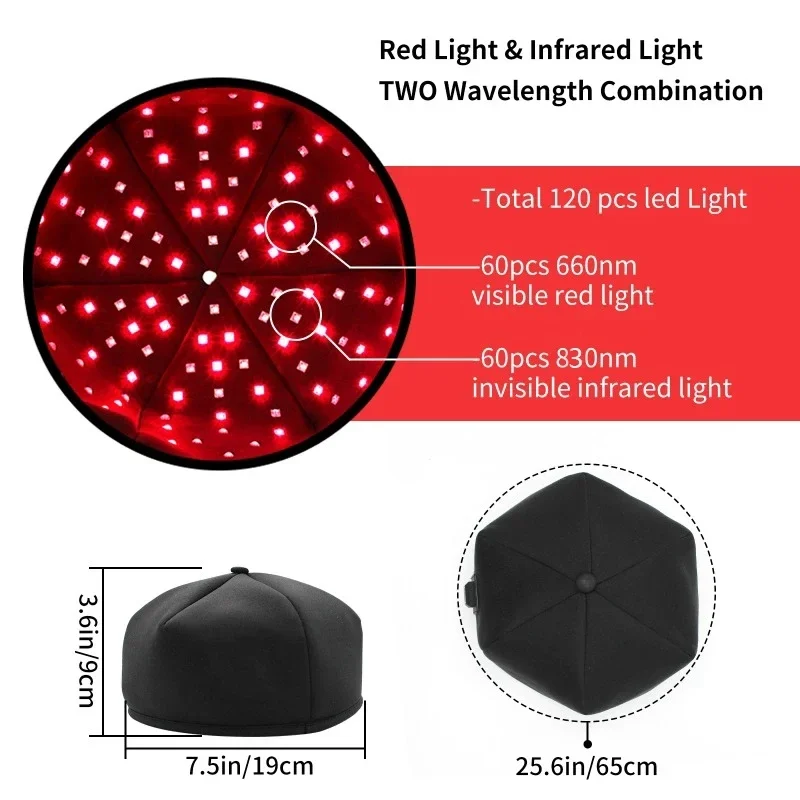 Therapy Cap for Hair Growth Red light Near Infrared 660nm 830nm LED Hat Helmet Anti Hair Loss Relax Scalp Hair Care Device
