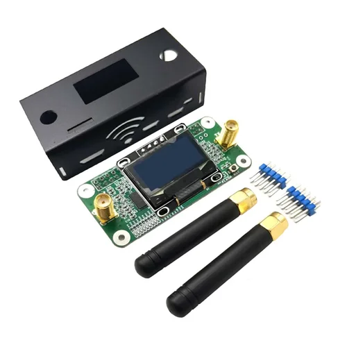 Nueva versión MMDVM HS Placa de punto de acceso doble dúplex compatible con P25 DMR NXDN con 2 antenas OLED + funda para Raspberry pi Pistar
