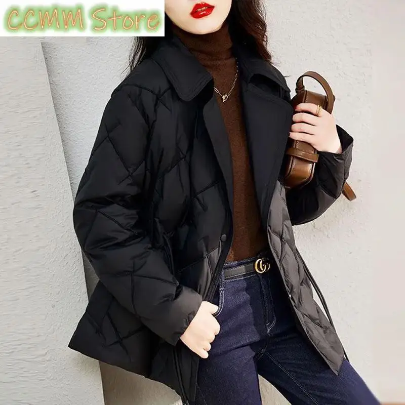 Suit Collar Women's Light Down Cotton Short Coat Slim Winter Female Explosion Jacket In Small Fashion Overcoat