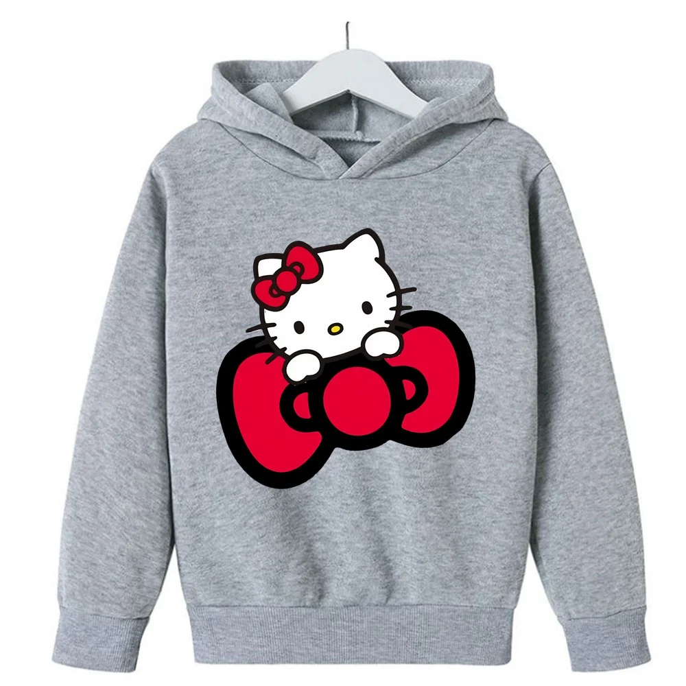 Модная толстовка с капюшоном Hello Kitty, Детский милый Свитшот Sanrio, одежда для манги, детский топ с капюшоном для мальчиков и девочек, аниме