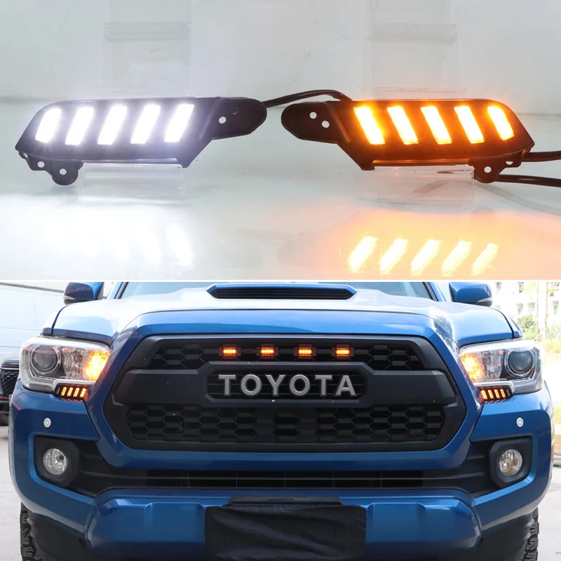 

Car Fog Lamp Decoration 2-in-1 Functions LED DRL+Turn Signal LED Daytime Running Light For Toyota Tacoma 2011-2015