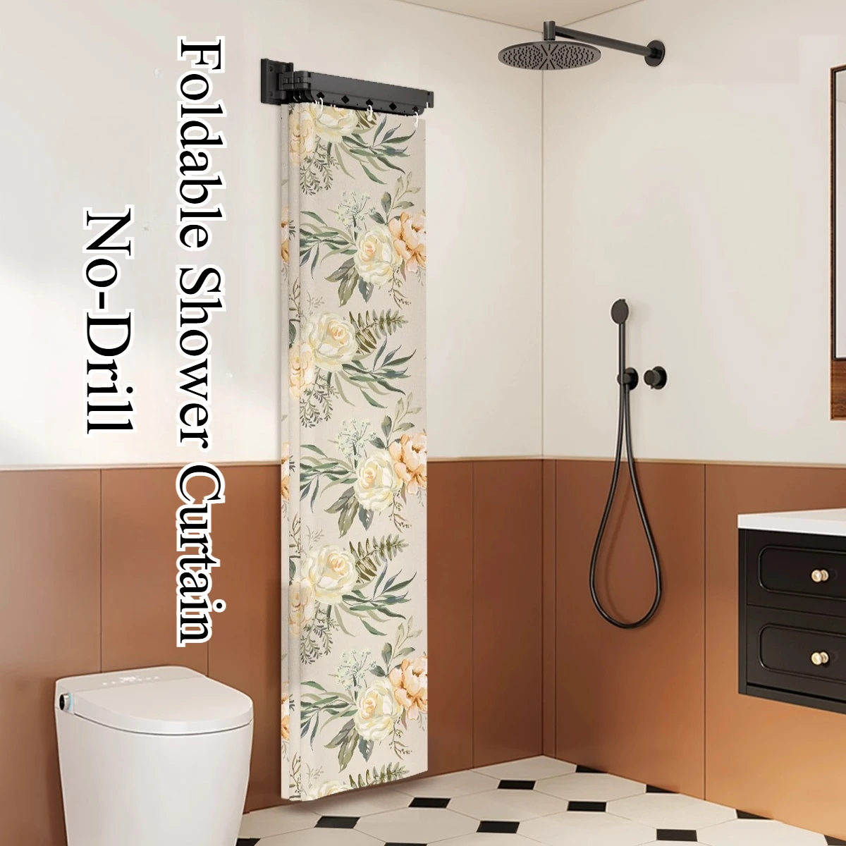 

Foldable Shower Curtain No-Drill Bathroom Set Waterproof Wet-Dry Separation Screen Space-Saving 2025 New Toilet Partition