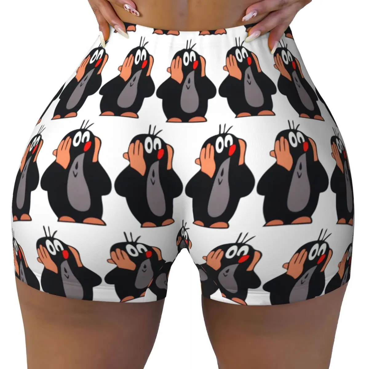 Benutzerdefinierte Mole Happy Krtek Yoga-Shorts für Damen, Fitnessstudio, Workout, Laufen, sportlich, Volleyball, Biker-Shorts