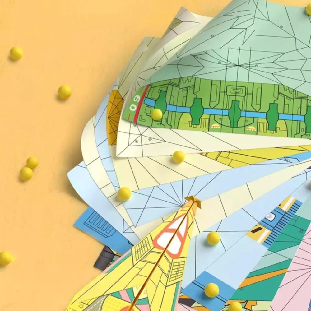 

Paper Handmade Colored Paper Set Art Learning Montessori Airplane Origami Set 3D Cartoon Versatile Paper Aircraft