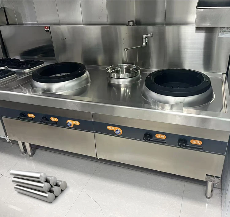 RuiTai Commercial Restaurant Equipment Stainless Steel Industrial LPG 2-Wok Range Stove with Chinese Wok Burner Iron Gas Stove