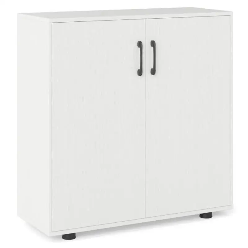 Armoire de rangement à 2 portes, armoire d'appoint moderne avec étagère réglable en 5 positions, blanc