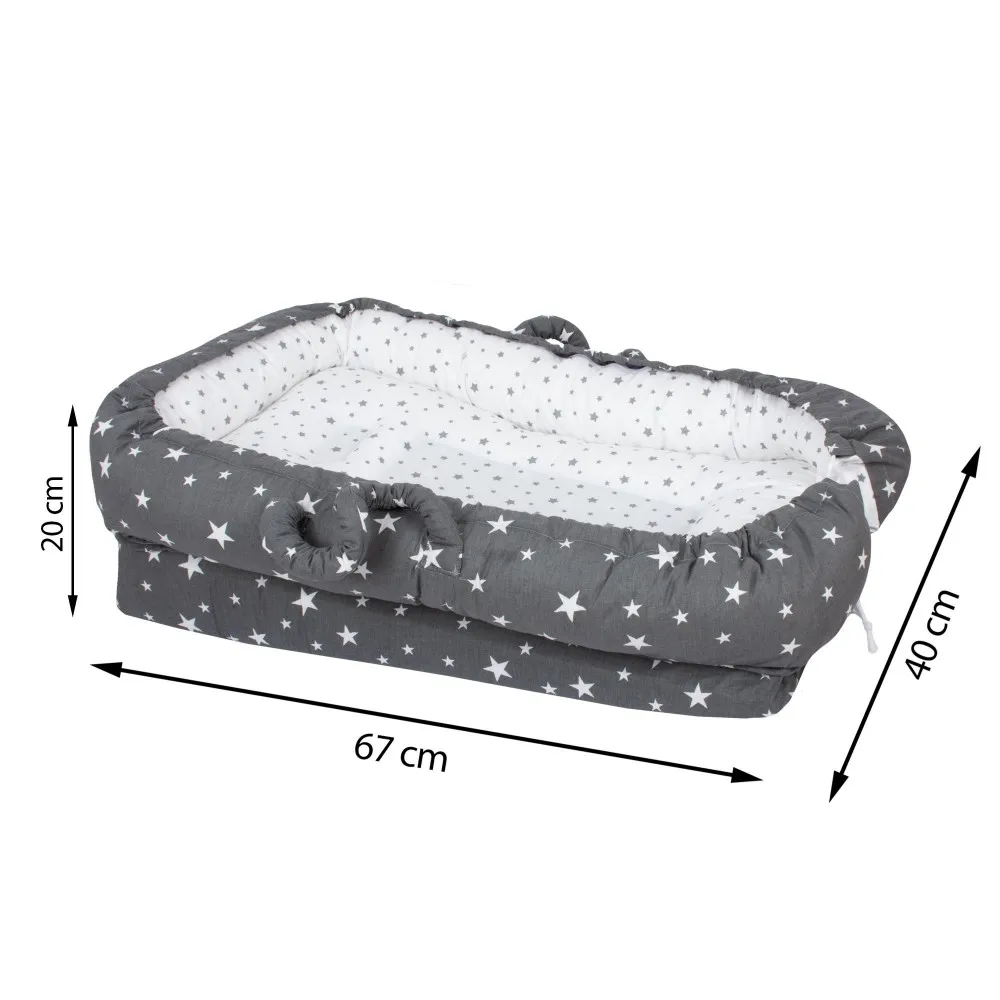 Dark Gray Color Star Pattern Mother So Baby Reflux Bed