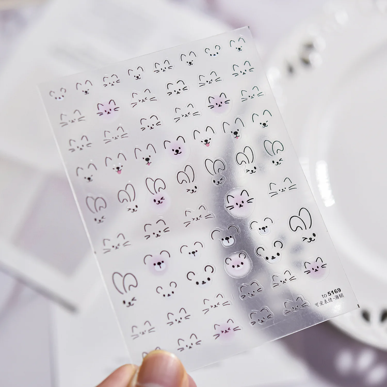 1PC Nero Linea Semplice Gatto Espressioni Facciali Nail Art Sticker Cartoon Cute Lucky Cat Nail Decalcomanie Modello Animale Unghie Forniture * ^