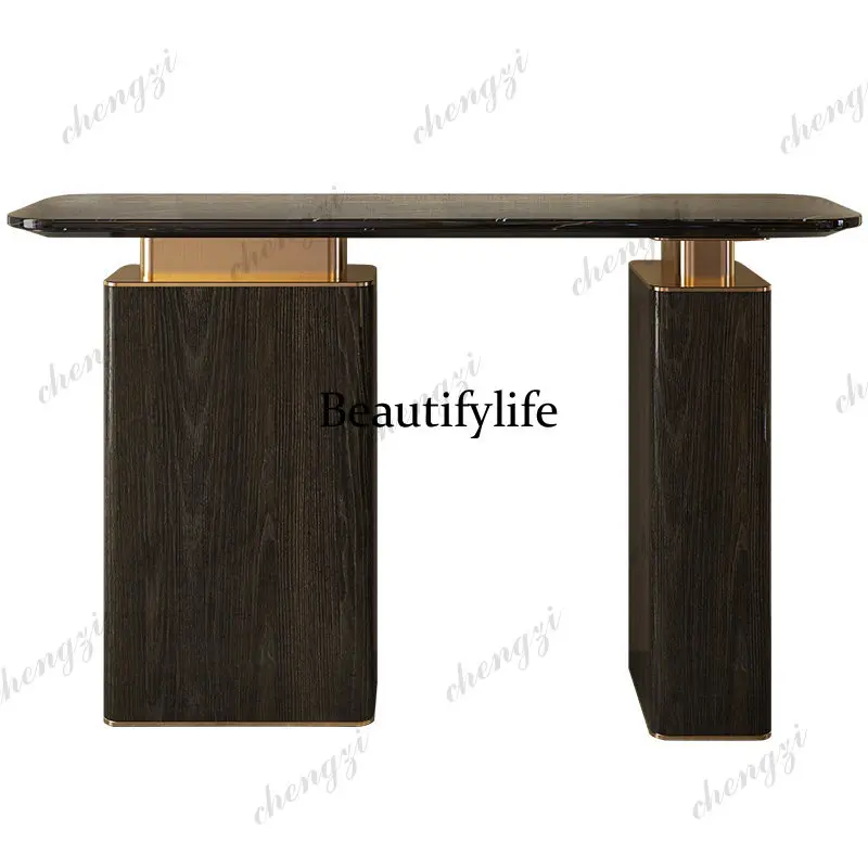 Entrance table marble light luxury strip case extremely narrow against the wall designer end view table