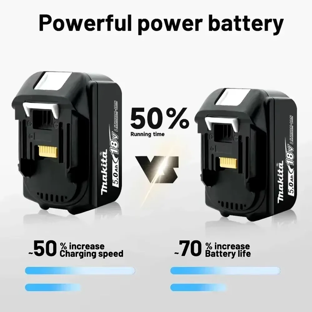 แบตเตอรี่ Makita รุ่น BL1850B 18V 5.0Ah LXT ลิเธียมไอออน แบบชาร์จได้ ใช้แทนแบตเตอรี่เครื่องมือไร้สาย ชุดเครื่องมือช่าง ที่ชาร์จ เลื่อย สว่าน