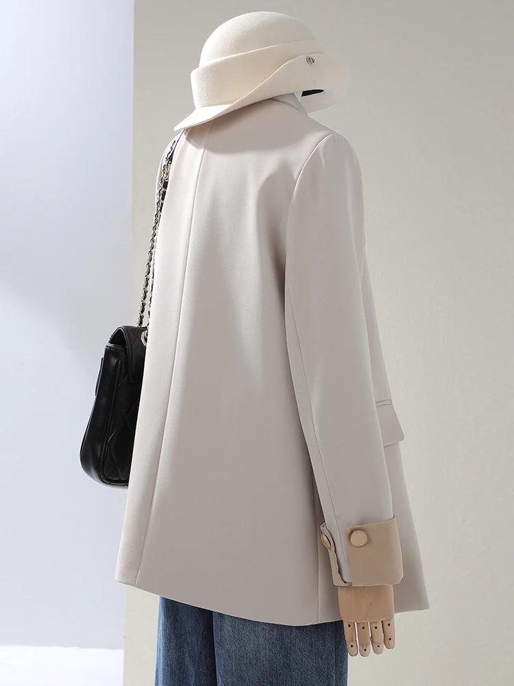 แฟชั่นผู้หญิงเบลเซอร์สุภาพสตรีแอพริคอตสีเทาสีดำหญิงหลวมฤดูใบไม้ร่วงฤดูหนาวเสื้อลำลอง